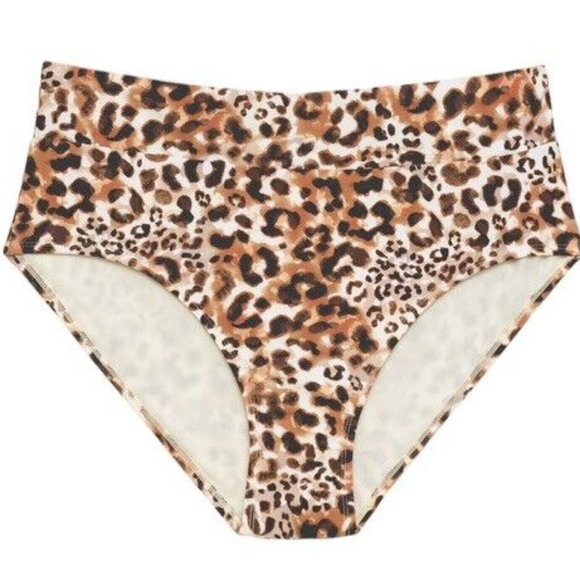TIME and TRU 2X 20W-22W Watercolor Cheetah Leopard High Waist Bikini BOTTOMS NWT - Picture 2 of 6